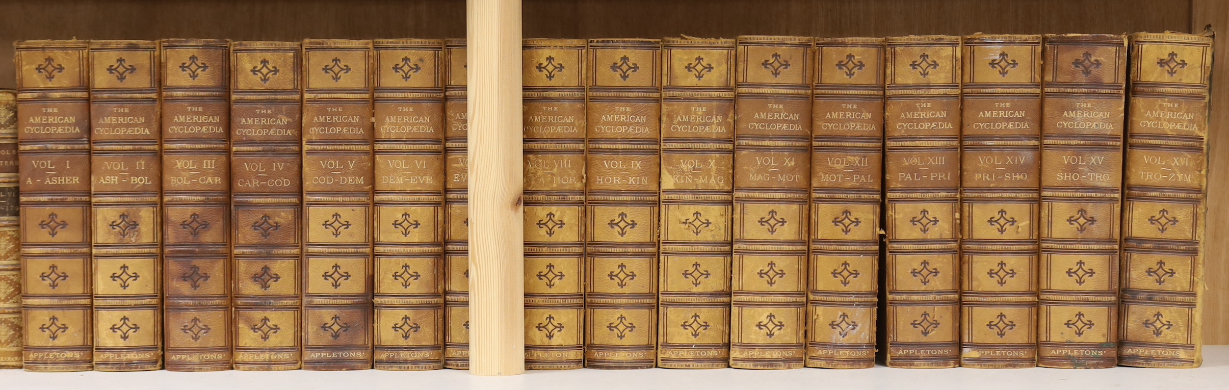 Ripley, George and Dana, Charles A. (editors) - The American Cyclopaedia. A Popular Dictionary of General Knowledge, 16 vols, 8vo, half calf with marbled boards, D. Appleton and Company, New York and London, 1881